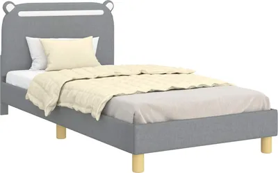 Produktbild von Kinderbettgestell mit Kopfteil Hellgrau 90 x 190 cm Stoff