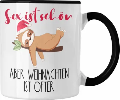 Zdjęcie produktu dla Trendation – S** to fajne, ale Boże Narodzenie jest częściej – kubek na prezent dla przyjaciół z poczuciem humoru 18+ (czarny)