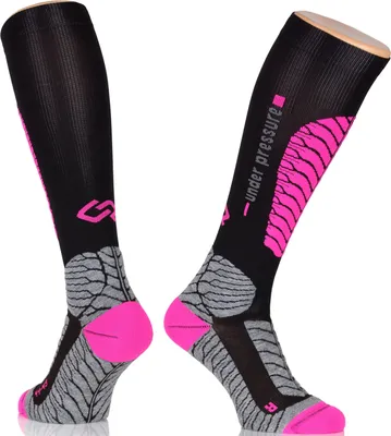 Produktbild von Under Pressure Ice Touring | Kompressionsstrumpf (1 Paar) Kompressionsstrumpf für die Piste 41-43 (Wade: 30-41cm) neonpink