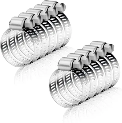 Obrázek produktu pro 8 kusů svorkových spon z nerezové oceli, 16-25 mm - Nastavitelné svorky pro hadice