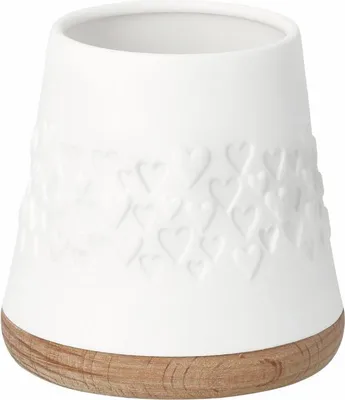 Produktbild von räder Design Windlicht Poesie Herzen aus Porzellan und Akazienholz mit filigranem Herz-Relief
