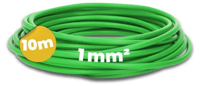 Obrázok produktu pre 10 metrov kábla H05V-K, prierez 1 mm², zelený, určený na elektroinštalácie