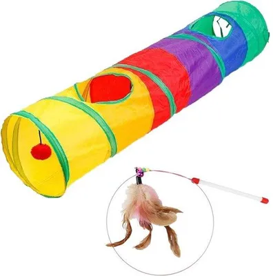 Productafbeelding van Kattentunnel met 1 kattenspeelgoed, interactieve tunnel voor katten, opvouwbaar kattenspeelgoed, hamster