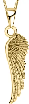 Produktbild von Damen Mädchen Flügel 50cm Halskette mit Anhänger echt 925 Sterling Silber Kette Damenkette Engelsflügel Kinderkette Halsschmuck Gold A120+Org