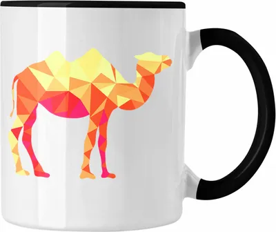 Produktbild von Trendation - Kamel Tasse Geschenk Polygon Grafik Lustig (Schwarz)