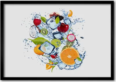 Produktbild von Bild - Bilder - Bilderrahmen - 70 cm x 50 cm - MDF-Rahmen, Wandkunst Obst und Eis