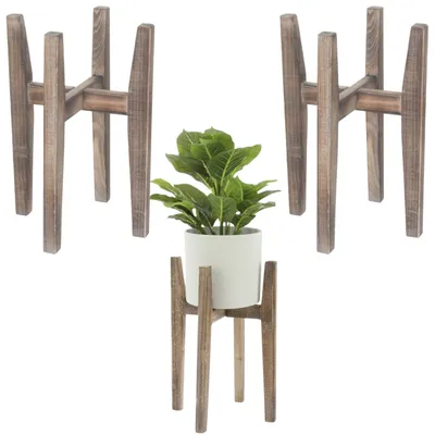 Produktbild von 3er-Set Pflanzenständer 48 cm – lackiertes Holz – für Pflanzen und Übertöpfe