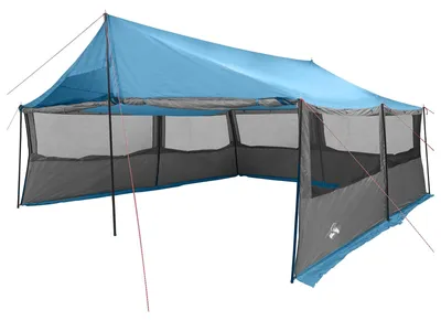 Image de vidaXL Tente familiale bleue, 600 x 400 x 268 cm, en polyester et acier
