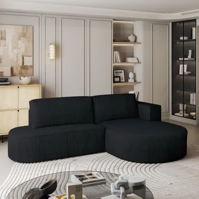Produktbild von Masseno Ecksofa CORTIO P R-S mit Schlaffunktion L-Form, Sofa mit Bettkasten, Wohnzimmersofa, Couch, Soffa, Bettsofa, Couchgarnitur- Schwarz, POSO 135