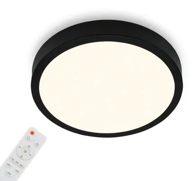 Image de Briloner Lampe de plafond Ciel étoilé, plafonnier à intensité variable, température de couleur réglable, lampe à monter, télécommande, noir, Ø380x50mm