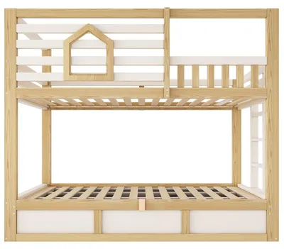 Productafbeelding van Kinderbed - Stapelbed met opbergruimte - 90 x 200 cm - Hout - Modern design - Donkerkhaki