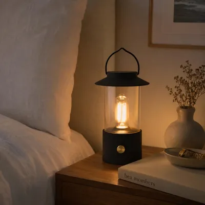 Produktbild von Camping-Tischlampe/Laterne Darcy - taupe - 24 cm - dimmbar - kabellos/aufladbar USB - fur drausen