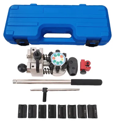 Produktbild von Professionelles Bördelwerkzeug-Set für Bremsleitungen, 45-Grad-Einfach- und Doppelbördelwerkzeug-Set für 3/16 Zoll, 1/4 Zoll, 5/16 Zoll, 3/8 Zoll Stahl- und Kupferrohre