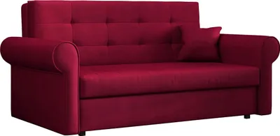 A studio shot of a red sofa.
