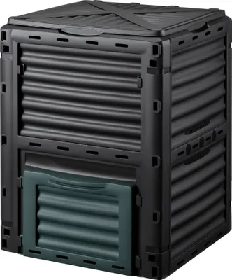 Produktbild von Zahradní kompostér Wiltec 300 litrů 61 x 61 x 82 cm, plastový kompostér na organický a zahradní odpad, kompostér s víkem, rychlokompostér se spodní klapkou pro vyprazdňování