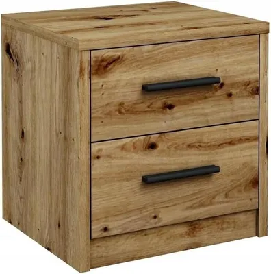 Produktbild von MATKAM Nachttisch 2S in klassischer Optik | H/B/T 41 x 40 x 35 cm, mit Zwei Schubladen | In verschiedenen Ausführungen erhältlich (Artisan Eiche)