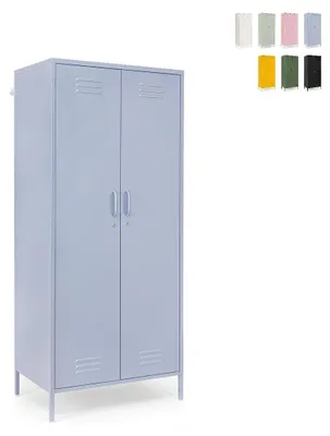 Immagine prodotto di Armadio in acciaio a 2 ante, laccato, 50 x 80 x 185 cm Cambridge YES - Azzurro