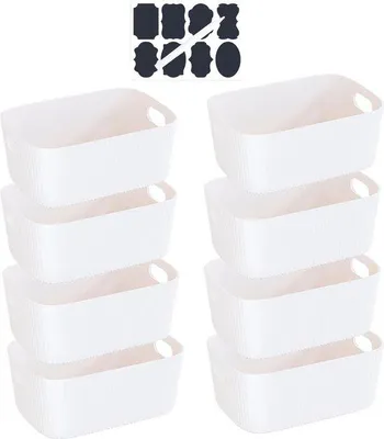 Productafbeelding van Set van 8 Kunststof Opbergdozen met Handgrepen - Organizer voor Keuken en Badkamer