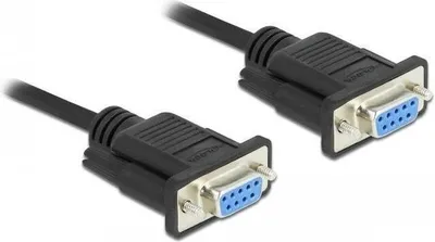 Produktbild von DeLOCK Seriell Kabel RS-232 D-Sub 9 Buchse zu Buchse Nullmodem mit schmalem Steckergehäuse - Full Handshaking - 5 m, Schwarz, 5 m, DB-9, DB-9, Weiblich, Weiblich