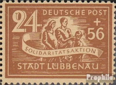 Produktbild von Briefmarken Lübbenau (Spreewald) 1946 Mi 12A PF I, Fleck auf Gesicht (Feld 26) postfrisch Solidarität
