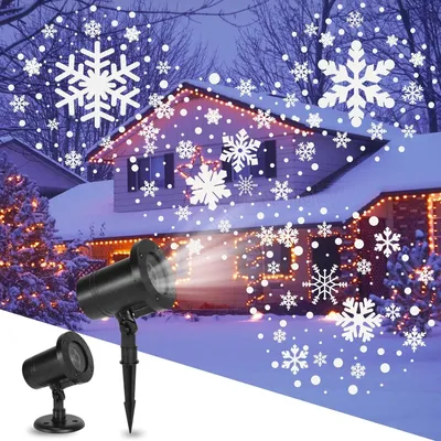 Image de LED Snowflake Projector lampe chutes de neige Projecteur,Etanche IP65 pour décoration intérieure et extérieure fête de Noël mariage,Flocon de neige blanc