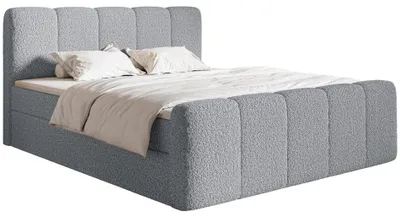 Produktbild von Selsey Cloudy II - Boxspringbett 160x200 cm, mit Bettkästen und Topper, Bouclé Grau