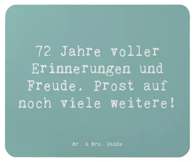 Produktbild von Mr. & Mrs. Panda Mauspad Spruch 72. Geburtstag Glückwünsche - Meeresbrise - Geschenk, computer, liebevolle Geschenke, Freude, Mouse Pad, mousematte, Liebe, Happy Birthday