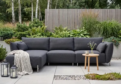 Produktbild von Kaiser Möbel Gartenecksofa für Terrasse und Garten, Stoff Sunlight, Dunkelgrau, Links, SUNMEE