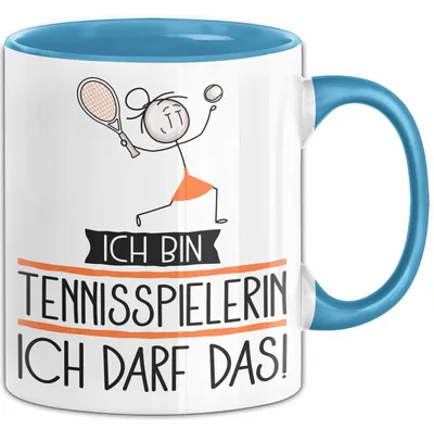 Produktbild von Geschenk für Tennisspielerin Tasse Lustige Geschenkidee Geburtstag Ich Bin Tennisspielerin Ich Darf Das (Blau)