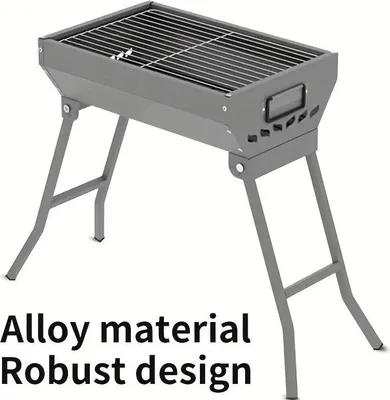 Immagine prodotto di Barbecue - Barbecue a carbonella - Acciaio inossidabile - Portatile - Pieghevole - Senza montaggio - Con maniglia - Per campeggio e attività all'aperto