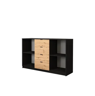 Obrázok produktu pre BETTSO Moderná komoda 2D4S ONYX 150 čierna Wotan Lamely Wotan