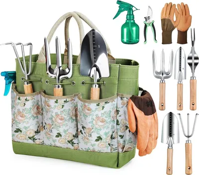 Image de Ensemble d'outils de jardinage - outils de jardin - ensemble d'outils de jardin - kit de jardinage - durable - 9 pièces - Vert