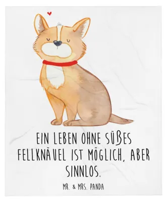 Produktbild von Mr. & Mrs. Panda Sofaüberwurf Hund Glück - Weiß - Geschenk, Bettdecke, Liebe, Decke, Sprüche, Herz, Tagesdecke, Kuscheldecke, Couchdecke, Corgie, Spruch