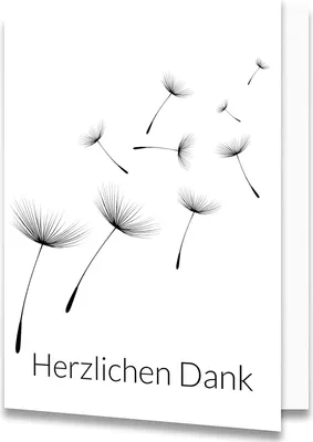 Produktbild von Friendly Fox Danksagungskarten Trauer mit Umschlag, 12 Trauerkarten Danksagung mit Umschlag "Pusteblume", Dankeskarten nach Beerdigung, Danke Karte