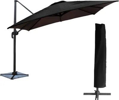 Image de Parasol déporté MOLOKAI carré 3x3m noir + housse