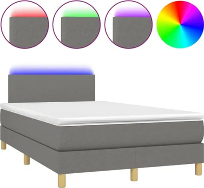 Obrázok produktu pre vidaXL Boxspring posteľ s matracom a LED diódou Tmavo šedá 120x200 cm Látka