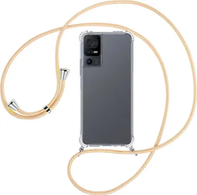 Produktbild von Handykette Backcover-Schutzhülle mit Band (Metall silberfarben) für TCL 40 SE (6.75'') - Goldkordel