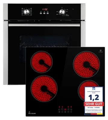 Produktbild von Autarkes Herdset: 60cm Einbaubackofen BO8805SS + 59cm Glaskeramik-Kochfeld CH5900RL | Grill | Heißluft | Automatik-Timer | 2-fach Wärmeschutzverglasung | Kindersicherung | SET8805CH5900RL