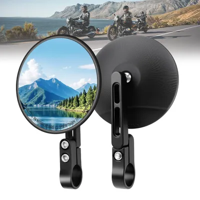 Immagine prodotto di Set di specchietti per moto, 2 pezzi, rotondi, modello E24, omologati, con rotazione a 360°, adatti per manubri da 22/25,4 mm