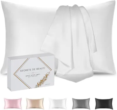 Image de Housse de coussin en soie, 25 momme, blanc naturel, 50 x 80 cm
