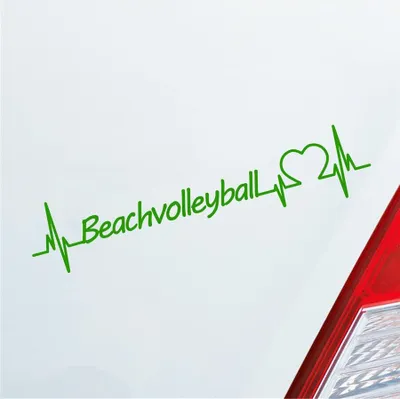 Produktbild von Auto Aufkleber Beachvolleyball Herzschlag Strand Ballsport Sport Liebe 19x4 cm Hellgrün Sticker Heckscheibenaufkleber
