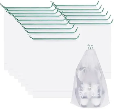 Produktbild von PolkaHome® Transparente Schuhbeutel – 15 Stück wasserdichte Aufbewahrungstaschen mit Kordelzug, 30 x 40 x 30 cm
