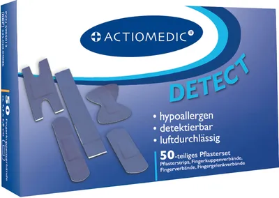 Produktbild von Actiomedic® DETECT Pflasterset, 50-tlg. detektierbar und wasserabweisend  Größe