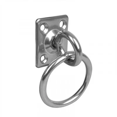 Immagine prodotto di Piastra oculare con girella e anello. 33x38x6mm. RVS AISI 316. 4 fori