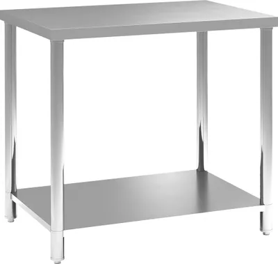 Obrázek produktu pro HOMCOM Pracovní stůl se 2 policemi, nerezový dílenský pracovní stůl, pracovní plocha pro dílnu, garáž, hangár, nosnost 100 kg, 90 x 60 x 86 cm, stříbrný