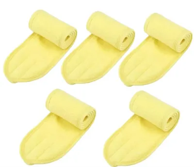 Produktbild von Hautpflege-Stirnband – Gesichtsreinigungsband – Haarband – Make-up-Band – Gelb – 5 Stück – Klettverschluss – CHPN
