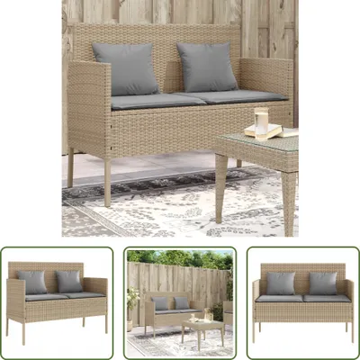 Produktbild von The Living Store Gartenbank mit Kissen Beige Poly Rattan