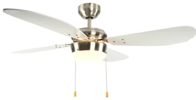 Zdjęcie produktu dla Wentylator sufitowy Classic 105 cm nikiel / biały z oświetleniem i łańcuszkami pociągowymi