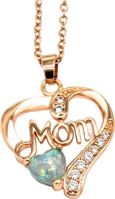 Produktbild von Halsketten mit Herz-Anhänger für Frauen „I Love You Mom“ mit Zirkonia-Herz-Halskette als Muttertags- und Geburtstagsgeschenk