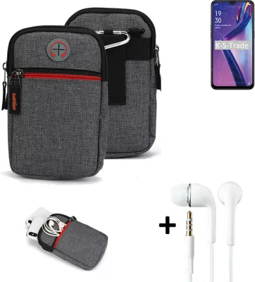 Produktbild von K-S-Trade Gürteltaasche + Kopfhörer kompatibel mit Oppo A12s Handy Tasche Holster Schutz Hülle Handy Hülle grau Zusatzfächer 1x